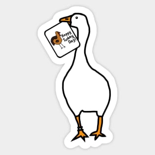 Annoying Goose with Stolen Thanksgiving Turkey Greetings Sticker